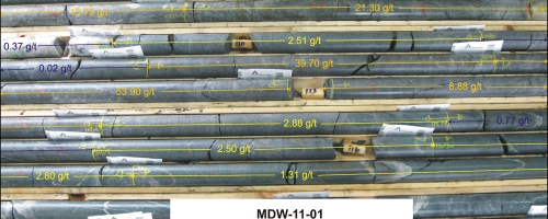 Drill Core MDW-11-01 - 11.18 g/t over 12.00 metres; Release March 2, 2011